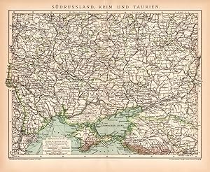 Alte historische Landkarte Südrussland Krim Taurien Karte Lithographie 1892