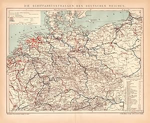 Alte historische Landkarte Schiffahrt Deutsches Reich Karte Lithographie 1892