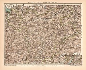 Alte historische Landkarte Tirol & Voralberg Karte Lithographie 1892