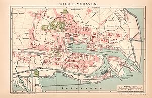 Alte historische Landkarte Wilhelmshaven Stadtplan Lithographie 1892