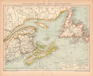 Alte historische Landkarte Kanada & Neufundland Karte Lithographie 1895