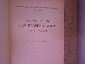 Bild des Verkufers fr Betrachtungen zum Pfaffen Ameis des Strickers. Jahresbericht des Gymnasiums zu Bautzen von 1913/14. zum Verkauf von Antiquariat Bookfarm