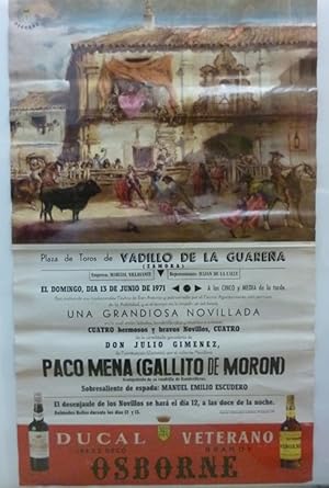 Toros Vadillo de la Guarena Zamora original Plakat Stierkampf 1971 13. Junio 1971