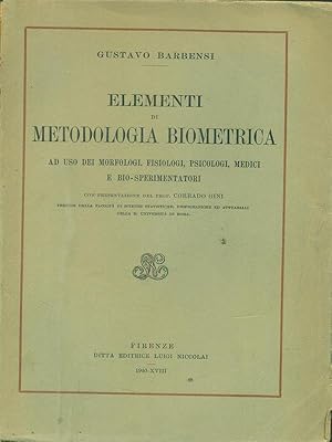 Bild des Verkufers fr elementi di metodologia biometrica zum Verkauf von Librodifaccia