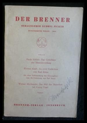 Bild des Verkufers fr Der Brenner. Fnfzehnte Folge, 1934 zum Verkauf von ANTIQUARIAT Franke BRUDDENBOOKS