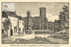 Immagine del venditore per Geburtshaus Jungfrau von Orleans zu Dom Remy. Vue de la maison de naissance de Jeanne d'Arc au Domrmy-la-Pucelle. Gravure l'eau forte de Grape chez Hildebrand vers 1810 venduto da historicArt Antiquariat & Kunsthandlung