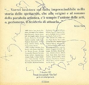 Bild des Verkufers fr Premio Internazionale Gino Tani per le Arti dello Spettacolo zum Verkauf von Studio Bibliografico Marini