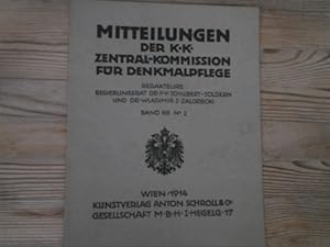 Bild des Verkufers fr Mitteilungen der K.K. Zentral-Kommission fr Denkmalpflege, Bd. 13, Nr. 2. zum Verkauf von Antiquariat Bookfarm