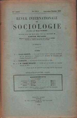 Revue internationale de sociologie / septembre -octobre 1933 / becker : la part du sentiment dans...