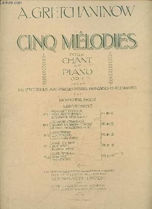 Seller image for CINQ MELODIES POUR CHANT ET PIANO - OP1 N5 for sale by Le-Livre