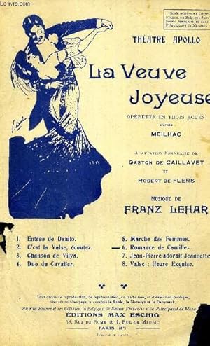 Imagen del vendedor de LA VEUVE JOYEUSE - ROMANCE DE CAMILLE - THEATRE APOLLO a la venta por Le-Livre