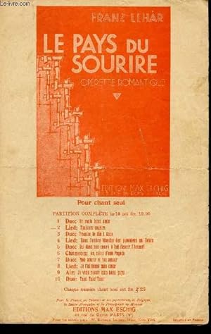 Imagen del vendedor de TOUJOURS SOURIRE - EXTRAIT DE L'OPERETTE "LE PAYS DU SOURIRE" a la venta por Le-Livre