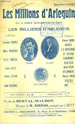 Bild des Verkufers fr LES MILLIONS D'ARLEQUIN - TIRE DE LA CELEBRE SERENADE DU BALLET "LES MILLIONS D'ARLEQUIN" zum Verkauf von Le-Livre