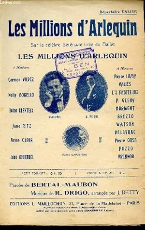 Seller image for LES MILLIONS D'ARLEQUIN - TIRE DE LA CELEBRE SERENADE DU BALLET "LES MILLIONS D'ARLEQUIN" for sale by Le-Livre