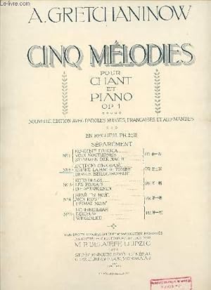 Seller image for CINQ MELODIES POUR CHANT ET PIANO - OP1 N2 - QUAND LE HACHE TOMBE for sale by Le-Livre