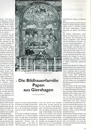 Immagine del venditore per Die Bildhauerfamilie Papen aus Giershagen (in: Die Warte 55. Jahrgang / Nr. 84 Weihnachten 1994) venduto da Paderbuch e.Kfm. Inh. Ralf R. Eichmann