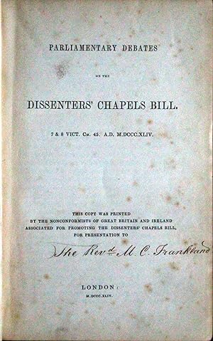 Parliamentary Debates on the Dissenters' Chapels Bill