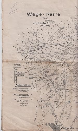 Wege-Karte der 26. Landw. Div. (Württ.) Weltkrieg