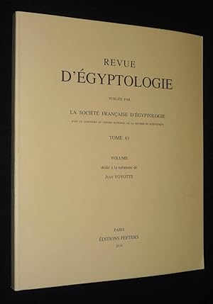 Bild des Verkufers fr Revue d'gyptologie, tome 61 zum Verkauf von Abraxas-libris