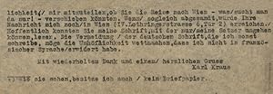 Briefabschrift (24./25. Juli 1929) 1 S. 4°.