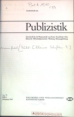 Bild des Verkufers fr Systemdenken und Kommunikationswissenschaft; Sonderdruck aus: Publizistik, Zeitschrift fr die Wissenschaft von Presse, Rundfunk, Film, Rhetorik, ffentlichkeitsarbeit, Webung, Meinungsbildung; zum Verkauf von books4less (Versandantiquariat Petra Gros GmbH & Co. KG)