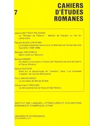 Cahier d'Etudes Romanes, n°7. Institut des Langues, Litteratures et Civilisations Romanes et d'Am...