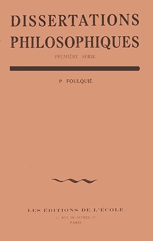 Dissertations philosophiques, Série 1, La Connaissance