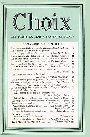 Choix (Revue) les écrits du mois à travers le monde, numéro 9