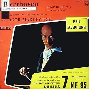 Image du vendeur pour [Disque 33 T Vinyle, petit format] Beethoven, Symphonie n5 en Ut mineur, op 67, Orchestre des concerts Lamoureux, Igor Markevitch, Philips (99920R) mis en vente par Livreavous