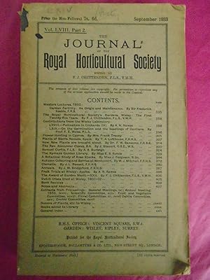 THE JOURNAL OF THE ROYAL HORTICULTURAL SOCIETY Vol LVIII Part 2: September 1933