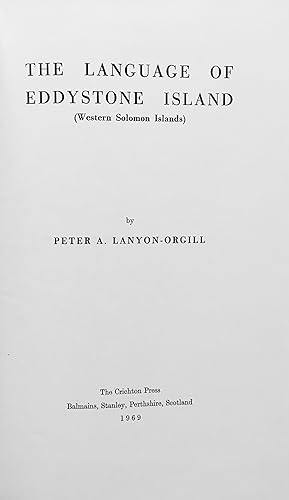 Seller image for The language of Eddystone Island, Western Solomon Islands. for sale by Jack Baldwin Rare Books