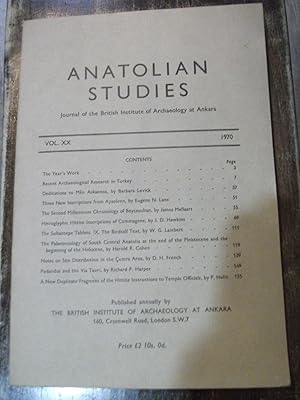 Anatolian Studies Vol. XX 1970