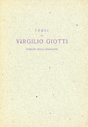 Bild des Verkufers fr Versi (1948-1951) zum Verkauf von Studio Bibliografico Marini