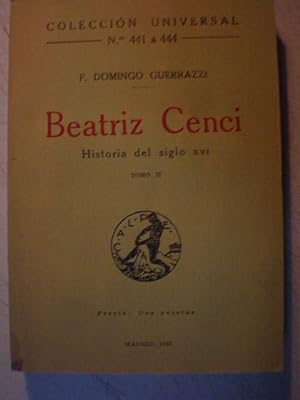 Imagen del vendedor de Beatriz Cenci. Historia del siglo XVI. Tomo II a la venta por Librera Antonio Azorn
