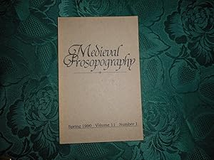 Imagen del vendedor de Medieval Prosopography Spring 1990 Volume 11 Number 1 a la venta por Sue Lloyd-Davies Books