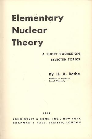 Imagen del vendedor de Elementary Nuclear Theory a la venta por Michael Moons Bookshop, PBFA