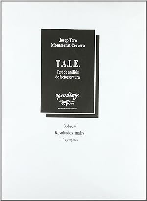 Imagen del vendedor de TALE Test de anlisis de lectoescritura Sobre 4 Resultados finales a la venta por Imosver