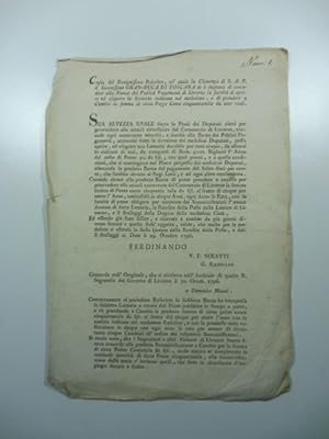 Copia del benignissimo rescritto col quale la clemenza di S.A.R. il Granduca di Toscana si e' deg...