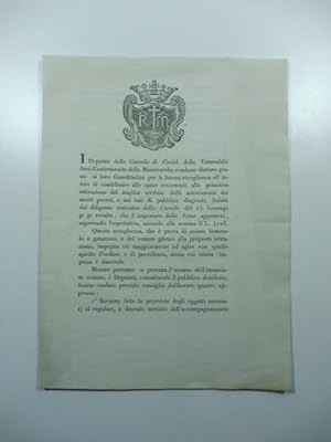 Bild des Verkufers fr Documento delle Guardie di carita' di Livorno per la contribuzione alle spese dei morti poveri zum Verkauf von Coenobium Libreria antiquaria