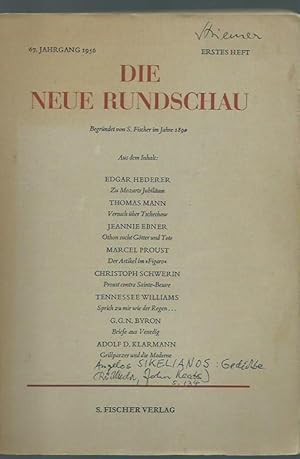 Bild des Verkufers fr Die Neue Rundschau. 67. Jahrgang 1956, erstes Heft. zum Verkauf von Antiquariat Carl Wegner