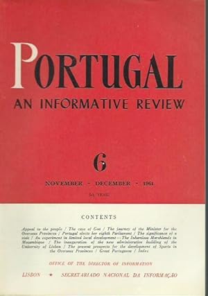 Bild des Verkufers fr Portugal. 5th year. Number 6 / November, December 1961. An informative review. From the contents: Appeal to the people / The case of Goa / Great Portuguese: Vasco da Gama. zum Verkauf von Antiquariat Carl Wegner