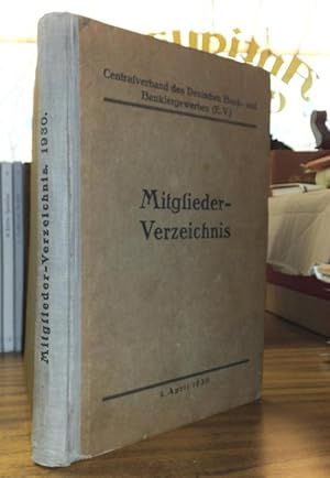 Mitglieder-Verzeichnis, Stand 1. April 1930, Centralverband des Deutschen Bank- und Bankiergewerb...