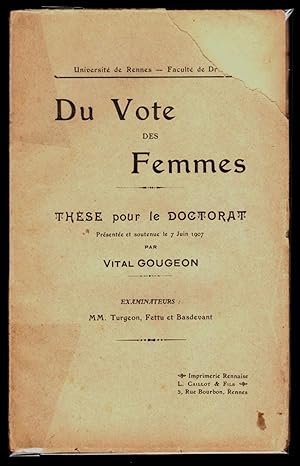 Du vote des femmes. Thèse pour le doctorat [droit].