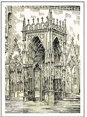 Seller image for Regensburger Dom. Portal. Zinkographie nach einer Federzeichnung von Paul Weigmann um 1960 for sale by historicArt Antiquariat & Kunsthandlung