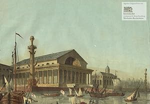 Petersbourg (La Bourse). Imposante Ansicht der 1810 erbauten Börse von St. Petersburg auf der Was...