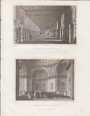 Orig. Stahlstich - Galerie de Francois I. Fountainbleau. Chapelle expiatoire de Louis XVI. 2 Ansi...