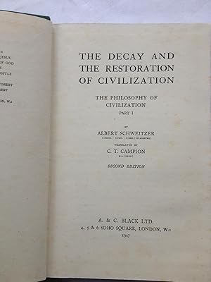 Seller image for The Decay and the Restoration of Civilization The Philosophy of Civilization Part I for sale by Book Souk