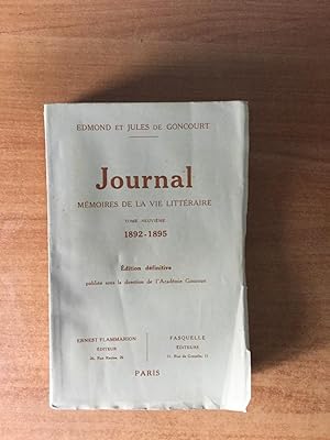 Image du vendeur pour JOURNAL mmoires de la vie littraire tome neuvime 1892-1895 mis en vente par KEMOLA