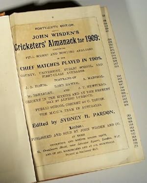 Immagine del venditore per John Wisden's Cricketers' Almanack for 1909 venduto da Wadard Books PBFA