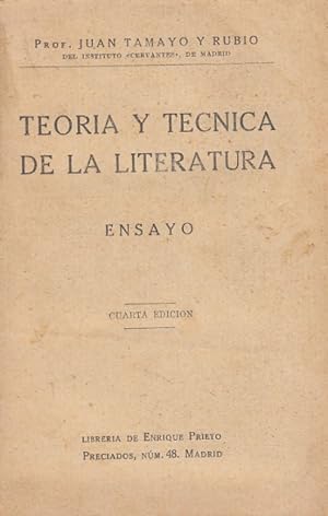 Imagen del vendedor de TEORA Y TCNICA DE LA LITERATURA a la venta por Librera Vobiscum